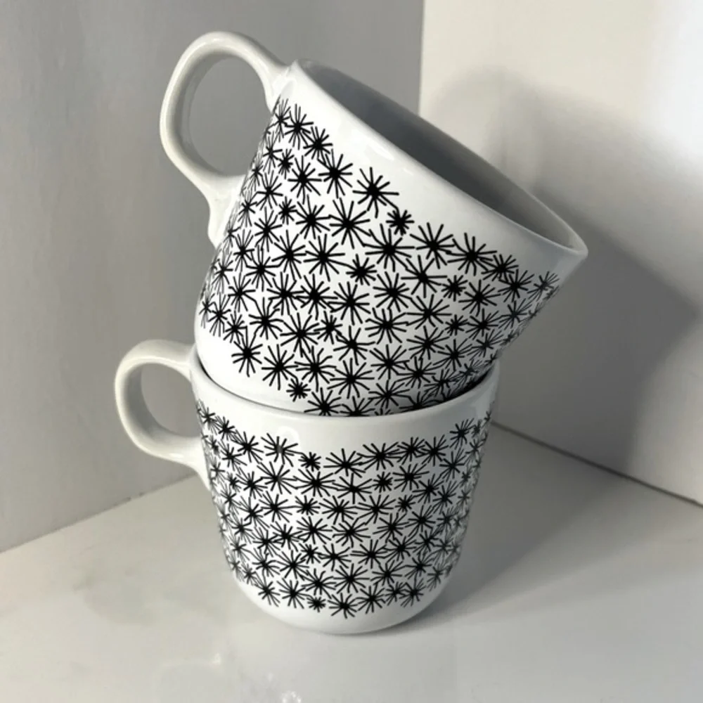 Black & white starburst IKEA teacups
